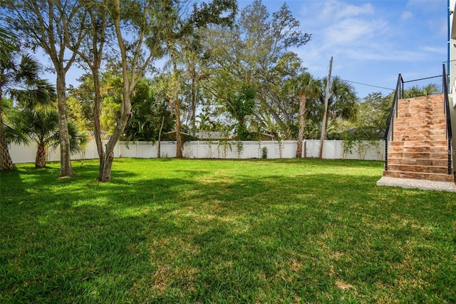 view of yard featuring a fenced backyard