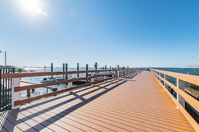 dock area featuring a water view