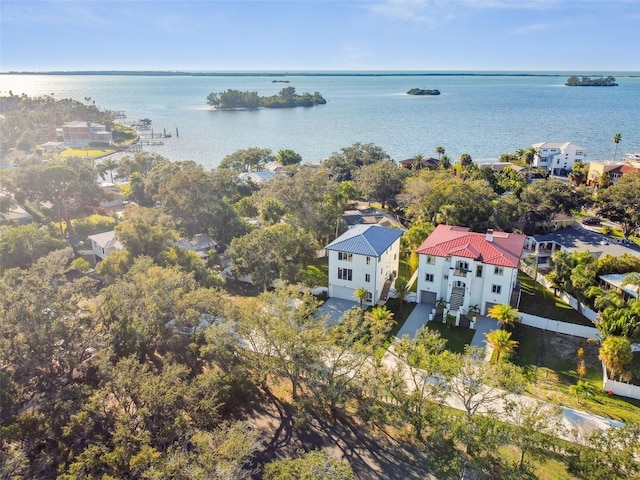 bird's eye view featuring a water view