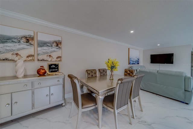 dining area with crown molding