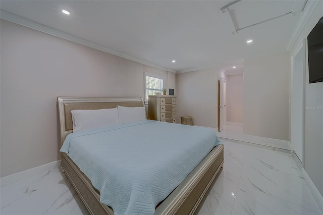 bedroom featuring crown molding