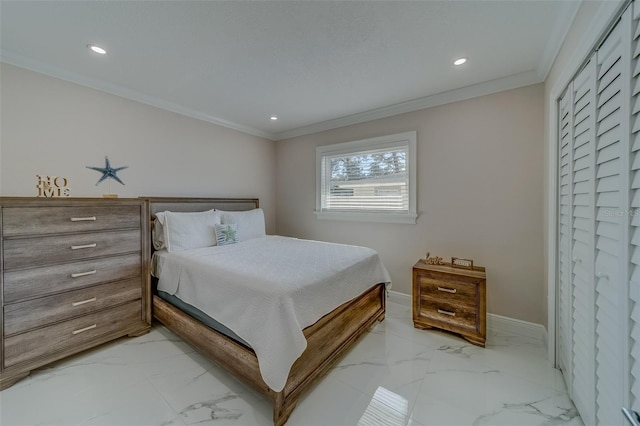 bedroom featuring ornamental molding