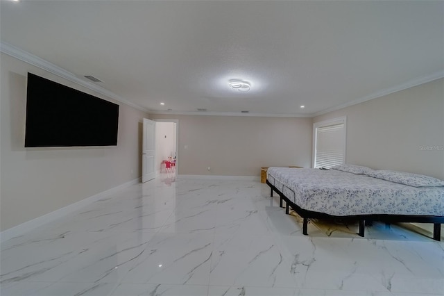 unfurnished bedroom featuring ornamental molding