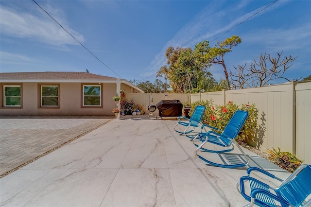 view of patio with area for grilling