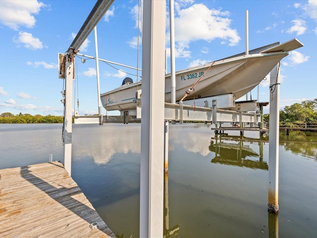 dock area with a water view