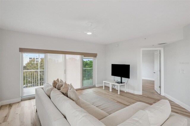 960 Starkey Rd Unit 10301, Largo, FL 33771 - living area with light wood-style floors, visible vents, baseboards, and a ceiling fan