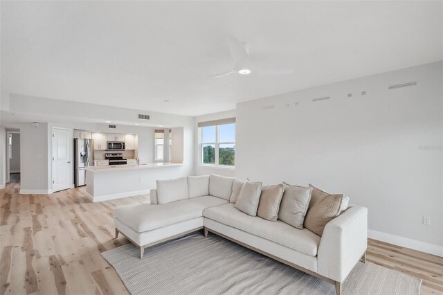 960 Starkey Rd Unit 10301, Largo, FL 33771 - living area with ceiling fan, light wood finished floors, visible vents, and baseboards