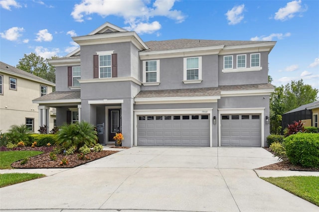 view of front of property with a garage