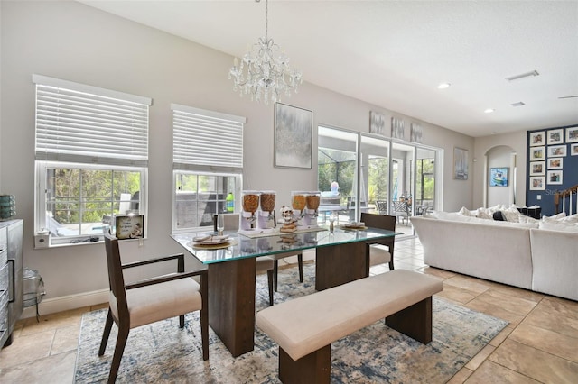 dining room with an inviting chandelier