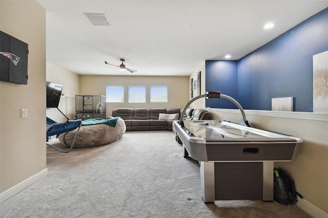 rec room with carpet floors