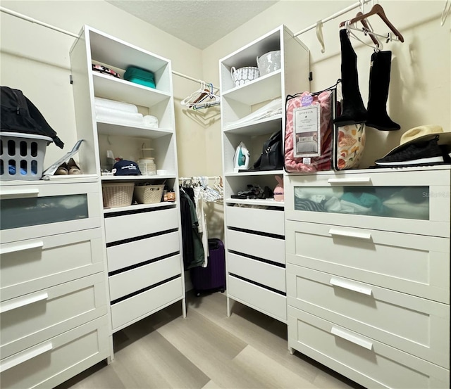 walk in closet featuring light hardwood / wood-style floors