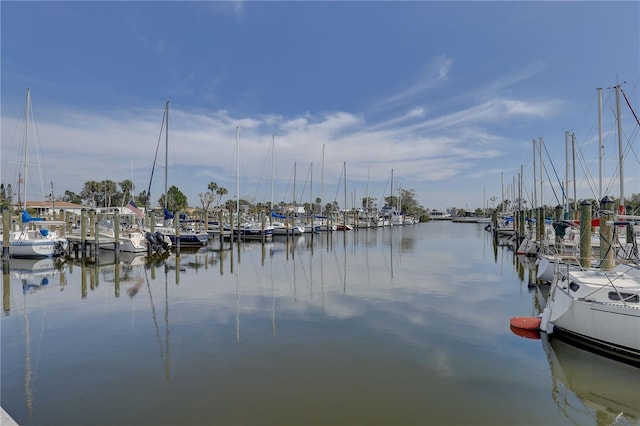 dock area featuring a water view