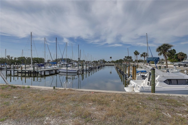 view of dock featuring a water view