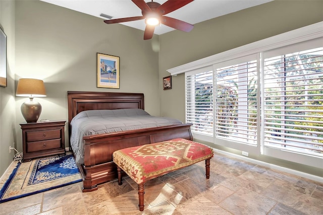 bedroom featuring ceiling fan