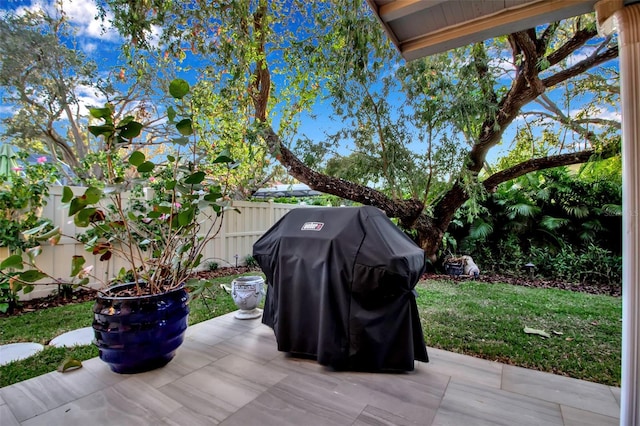 view of patio featuring area for grilling