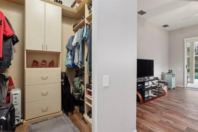 spacious closet with light wood-type flooring