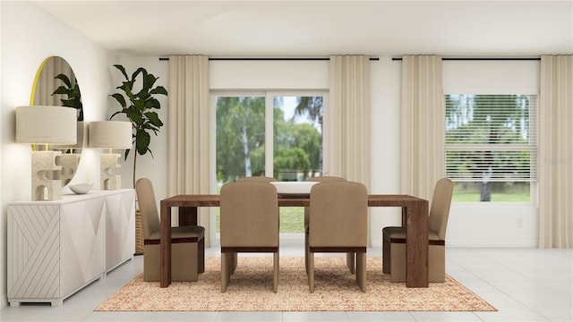 dining area with plenty of natural light and light tile patterned floors