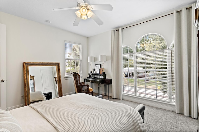 bedroom with carpet floors and ceiling fan