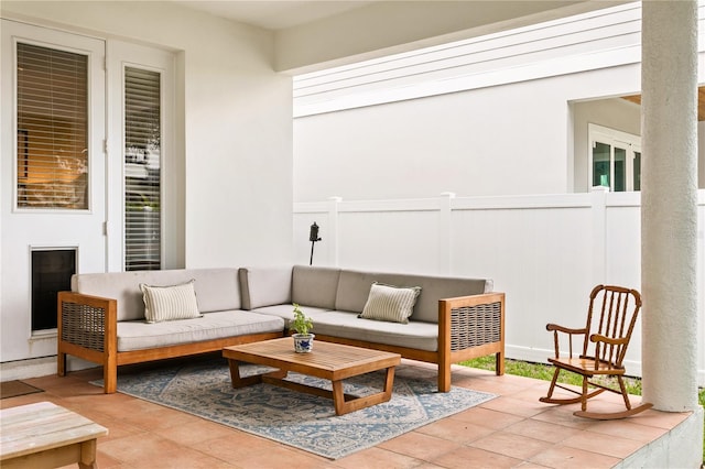 view of patio with an outdoor living space