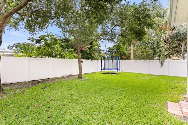 view of yard featuring a trampoline