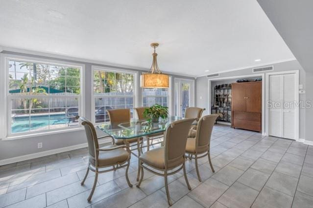 view of tiled dining room