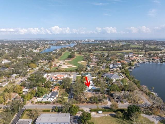 bird's eye view featuring a water view