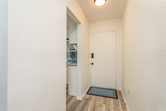 entryway with light hardwood / wood-style floors