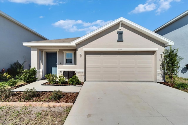 single story home with a garage