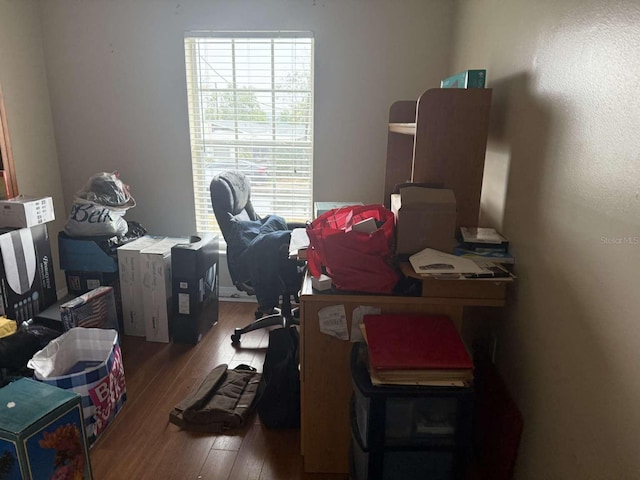 office area with hardwood / wood-style floors