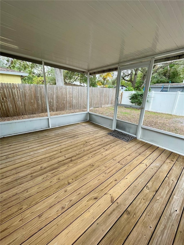 view of unfurnished sunroom