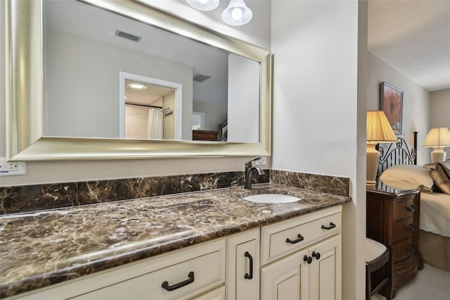 full bath featuring visible vents and vanity