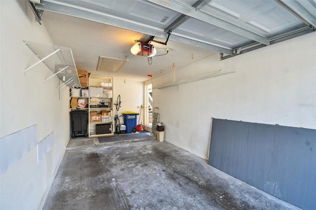 garage with a garage door opener