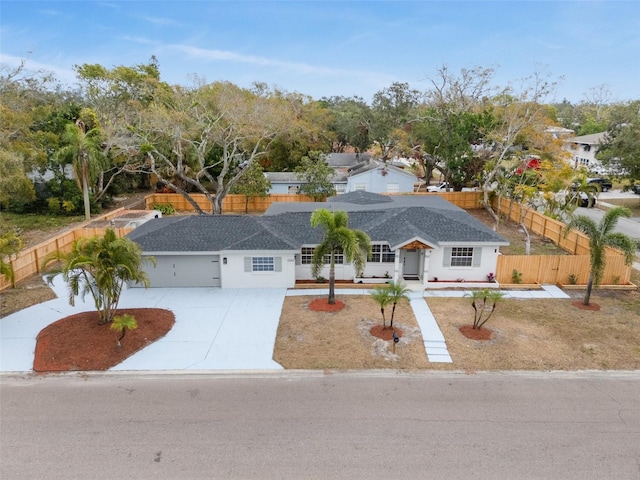 single story home with a garage