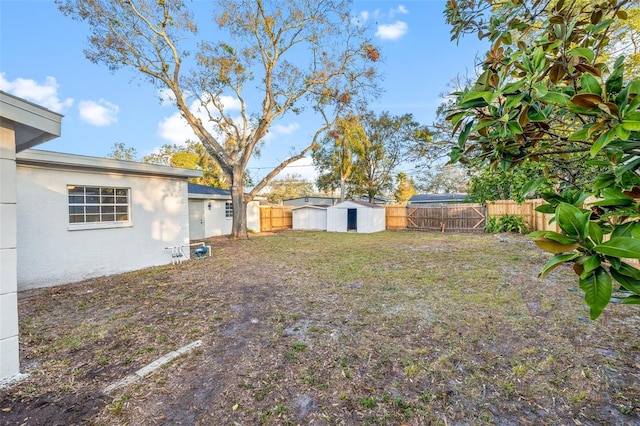 view of yard featuring a shed