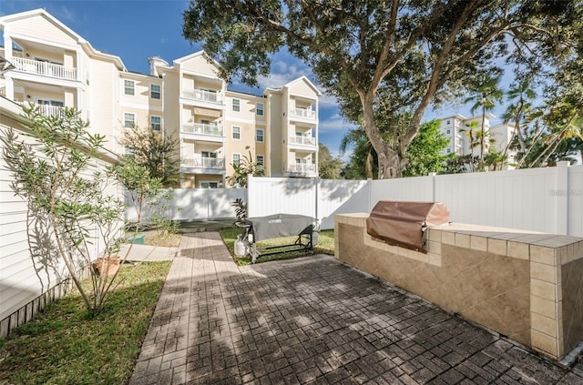 view of patio / terrace featuring exterior kitchen and grilling area