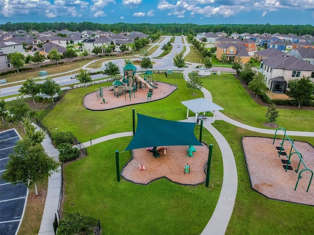 aerial view with a residential view