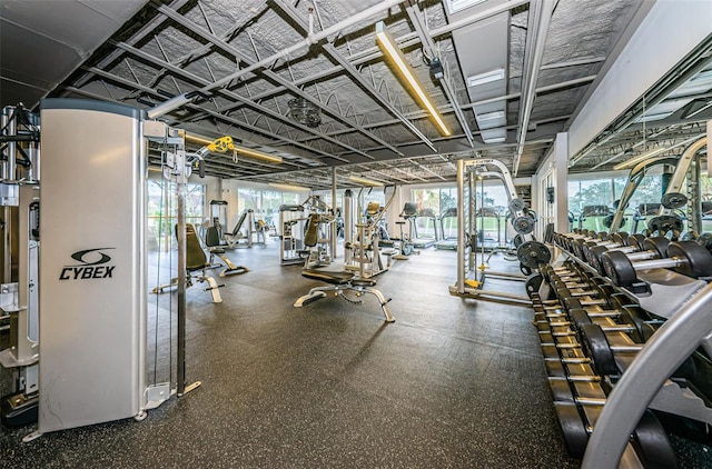 gym with plenty of natural light