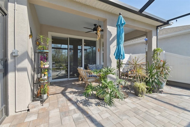 view of patio / terrace with ceiling fan