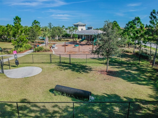 view of play area with a lawn