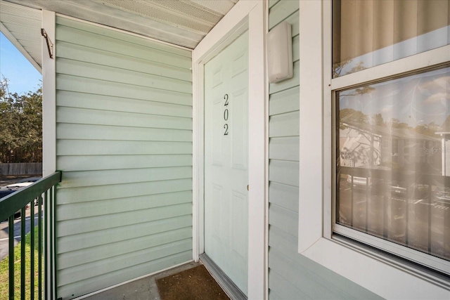 doorway to property with a balcony