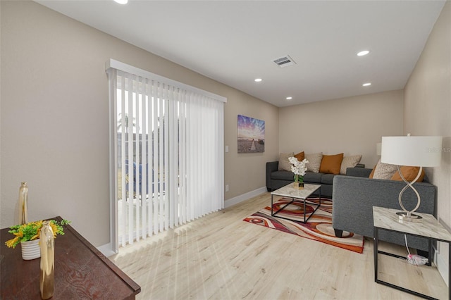 living room with light wood-type flooring