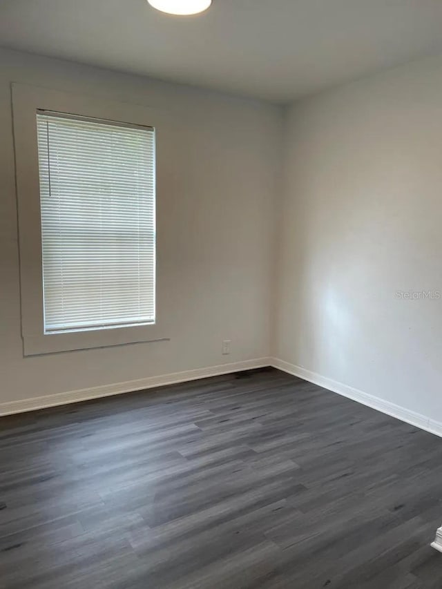 unfurnished room featuring dark wood-type flooring