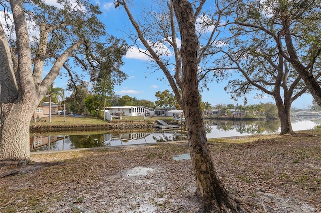 view of yard with a water view