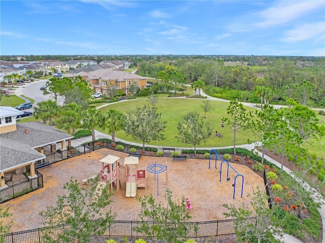 aerial perspective of suburban area featuring a park