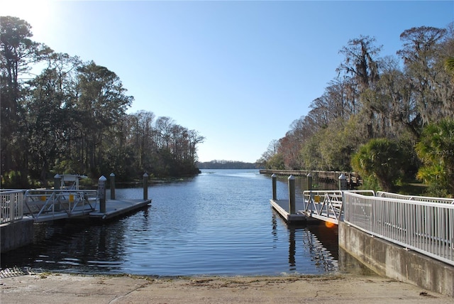 view of dock featuring a water view