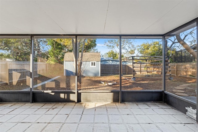 view of unfurnished sunroom