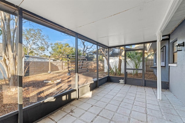 view of unfurnished sunroom