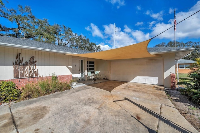 exterior space with a garage