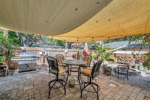 view of patio / terrace featuring a grill