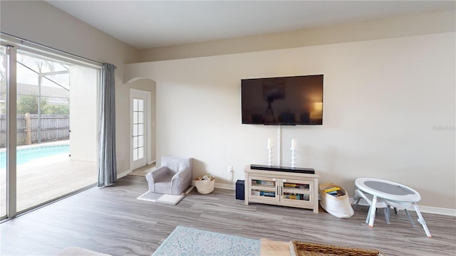 living room featuring light hardwood / wood-style flooring